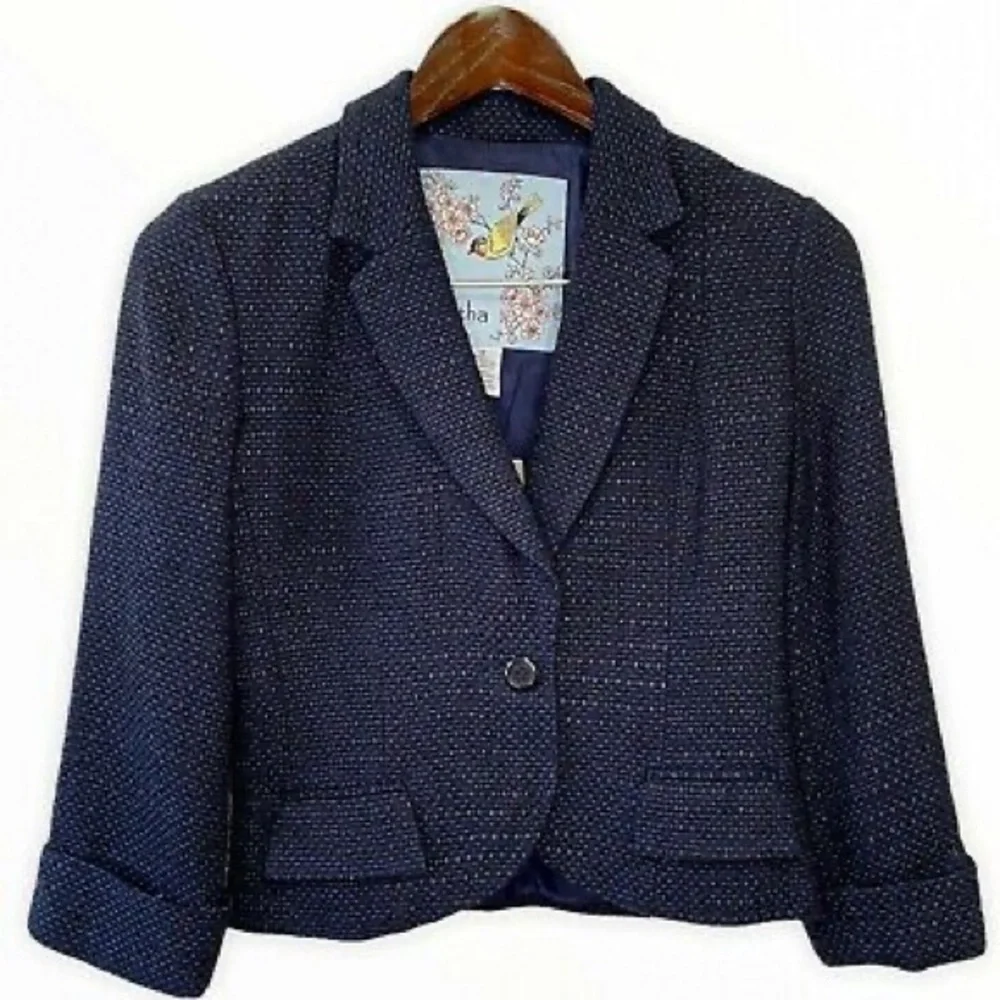 ✨ Vintage Anthropologie Cropped Tweed Blazer - Picture 8 of 8